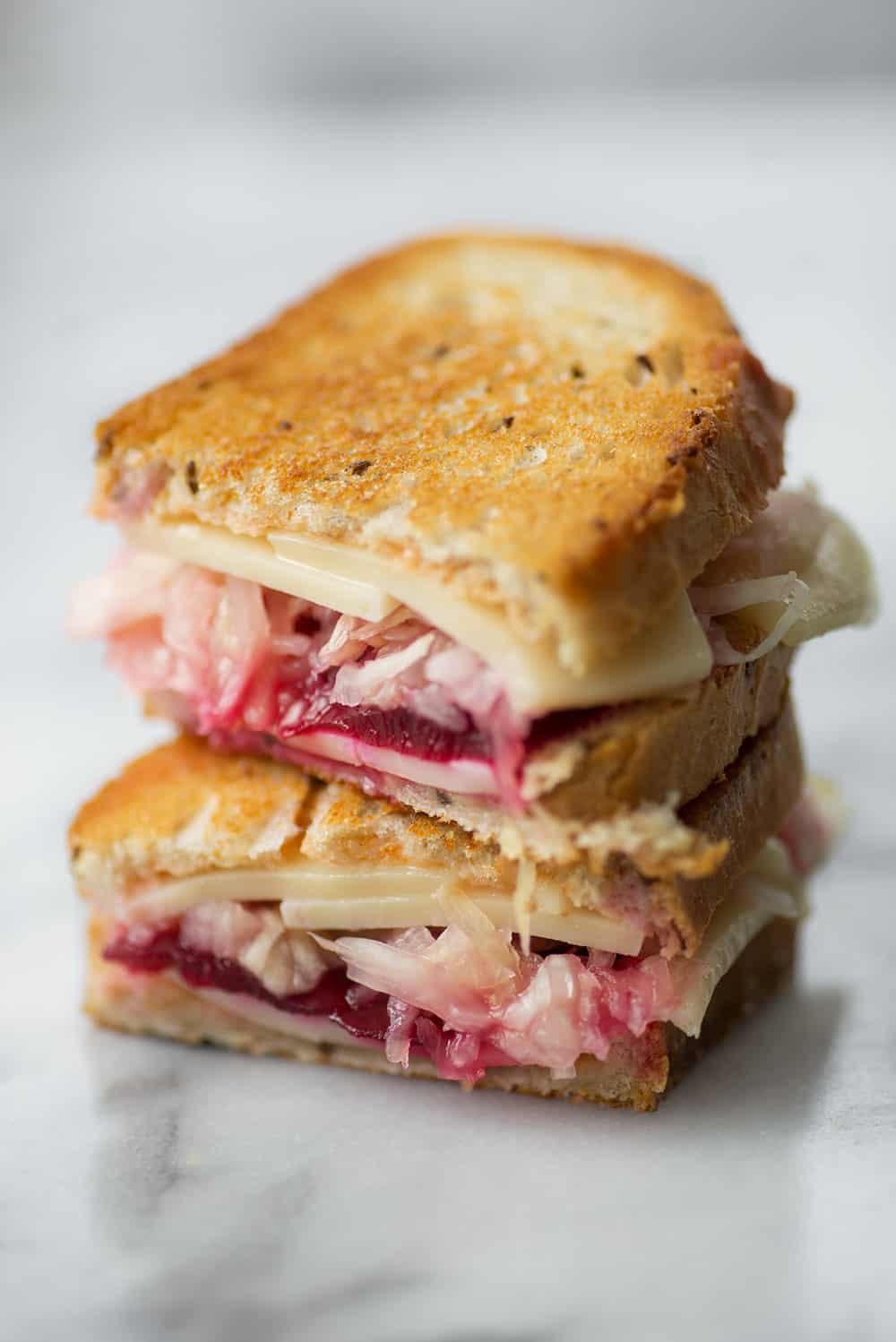 Savor the versatile deliciousness of Aunt Nellie's beets with this Beet Reuben Sandwich