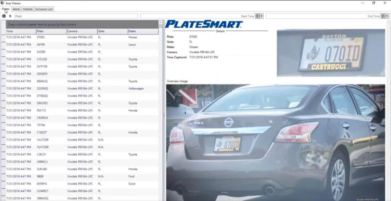 The PlateSmart ARES system reading license plates with a VIVOTEK camera