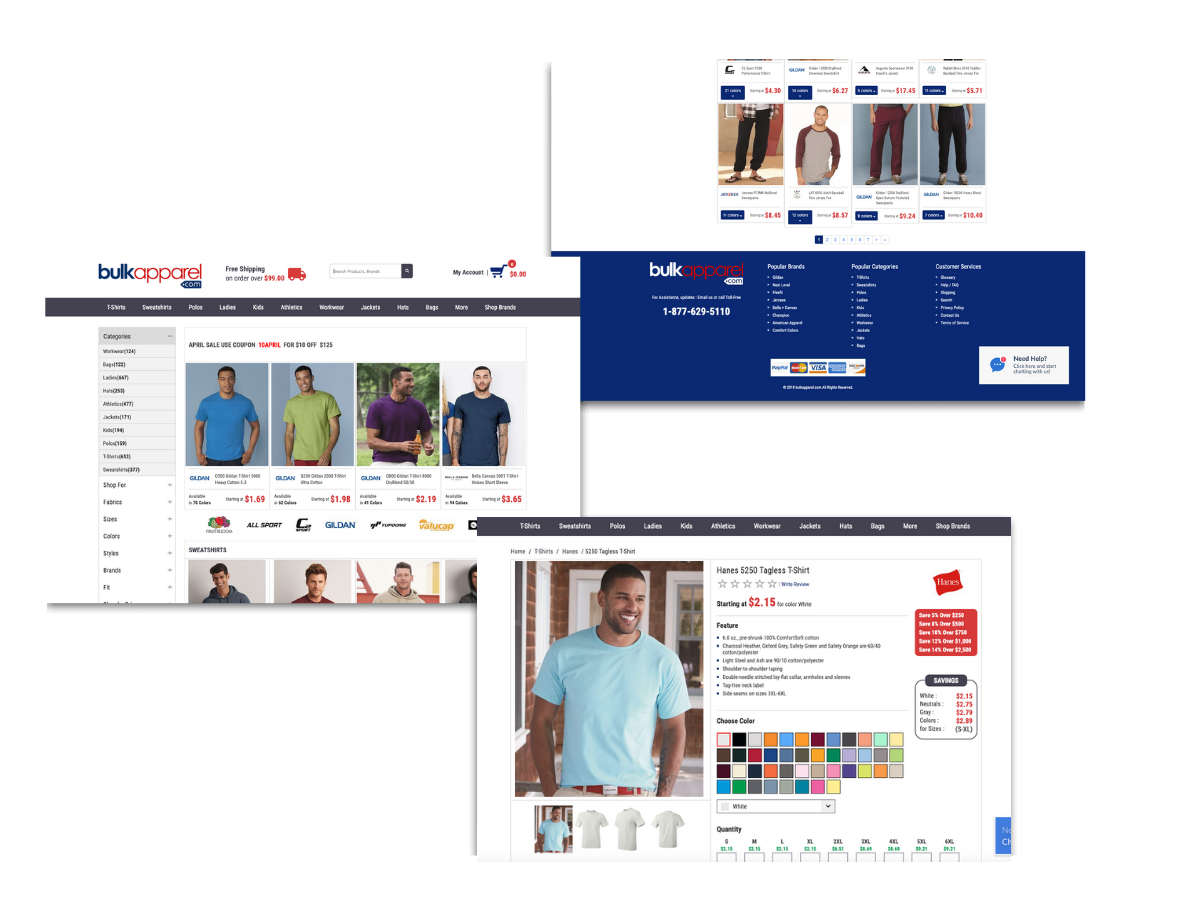 Bulk Apparel's user-friendly website makes large purchases fast and easy.