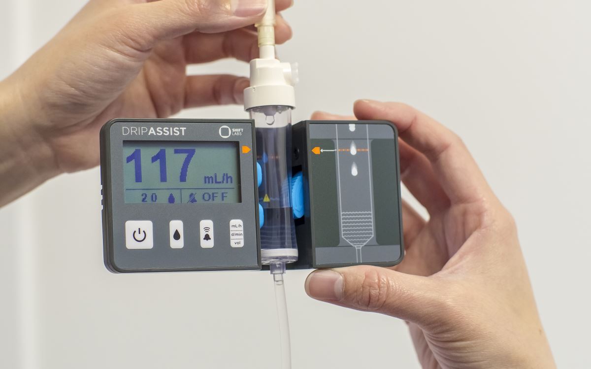 The DripAssist Infusion Rate Monitor is a simple, handheld device that provides real-time precision monitoring for IV treatments.