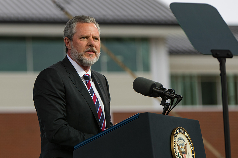 Liberty University President Jerry Falwell speaks to Liberty University's Class of 2019.