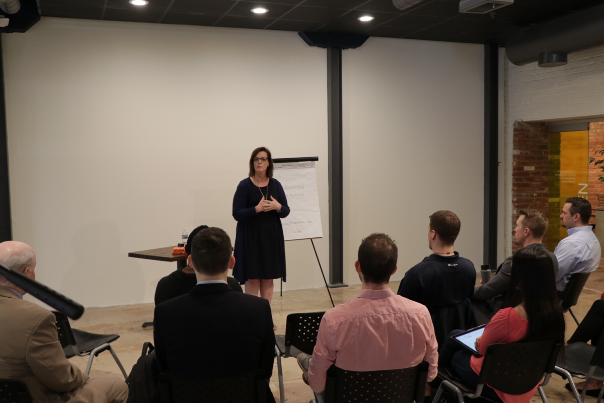 Jennifer Boykin discussing how to overcome the fear of cold calling at an April Seminar