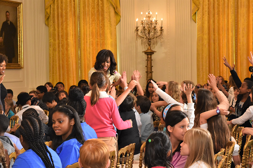 Michelle Obama at children's event, photo by Anna Wilding