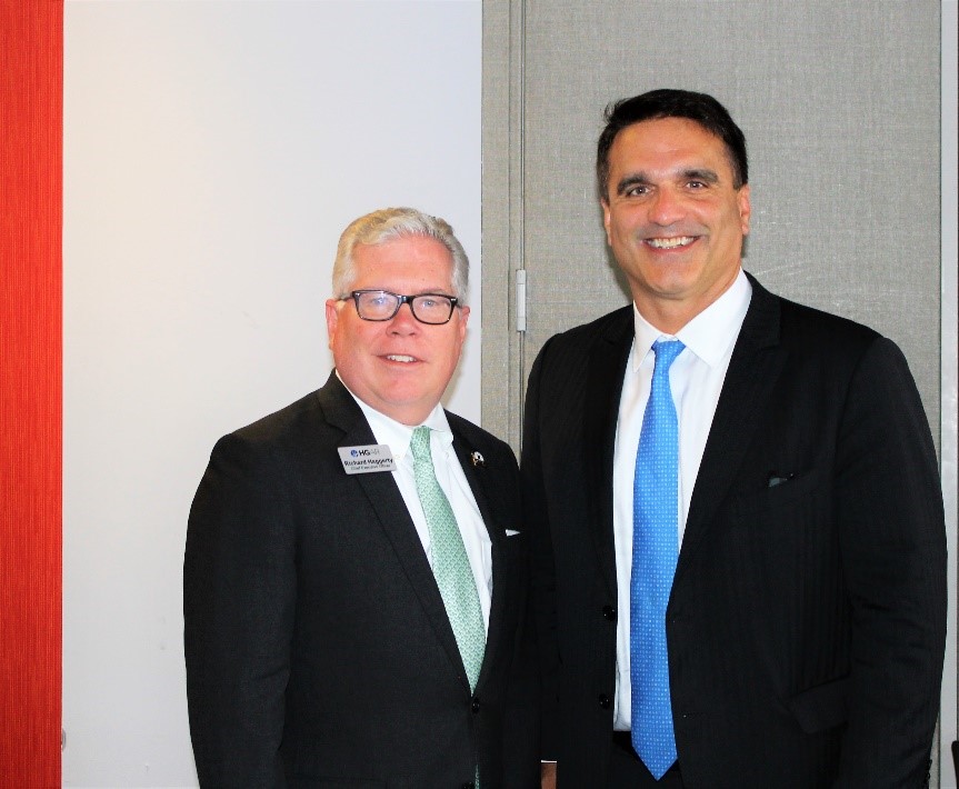 Richard Haggerty, left, CEO, Hudson Gateway Association of REALTORS® and president, New York MLS, and Keynote Joseph Rand, chief creative officer, Better Homes and Gardens Real Estate- Rand Realty.