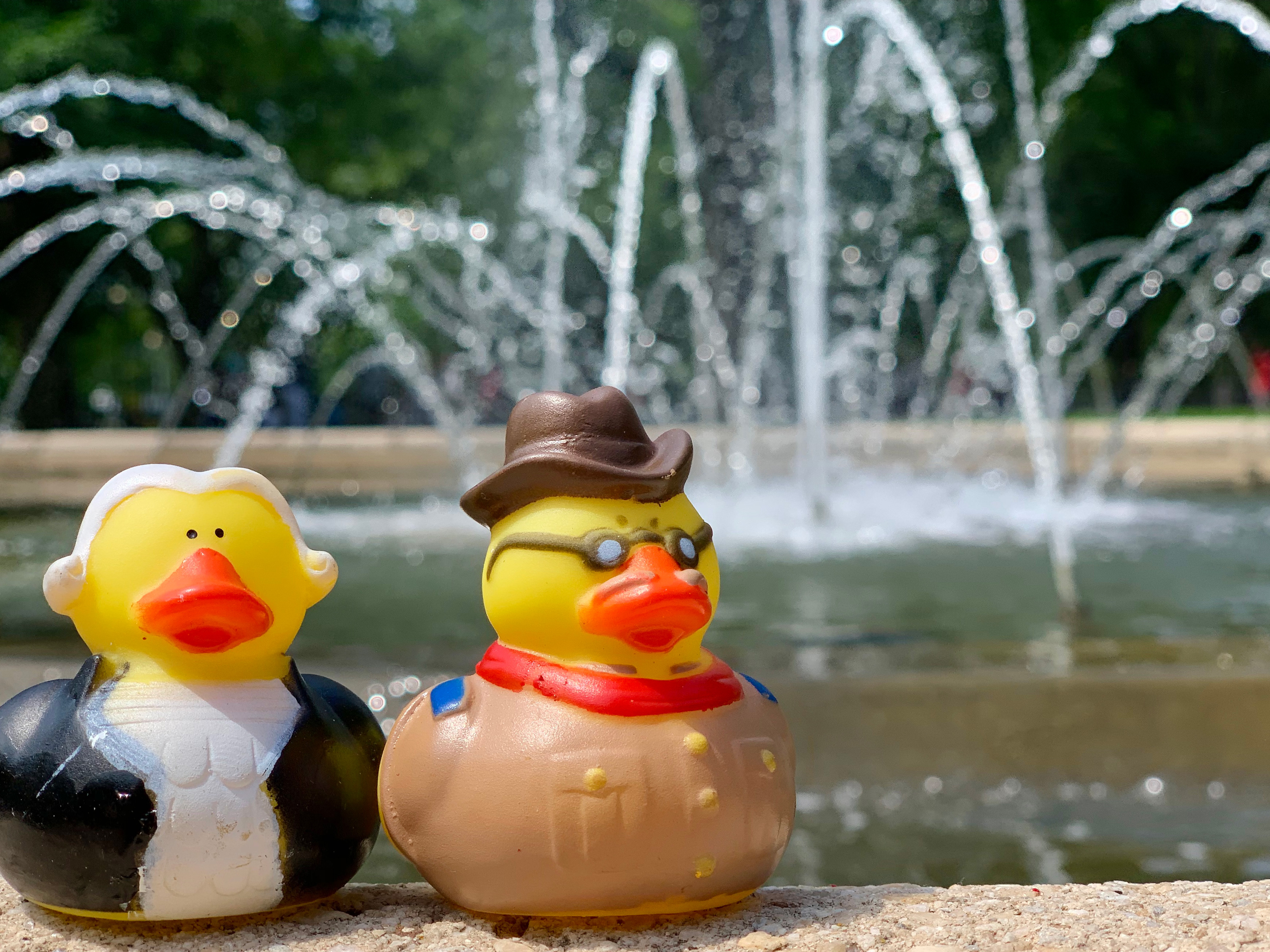 Summer Fountain Fun with Presidential Duckies
