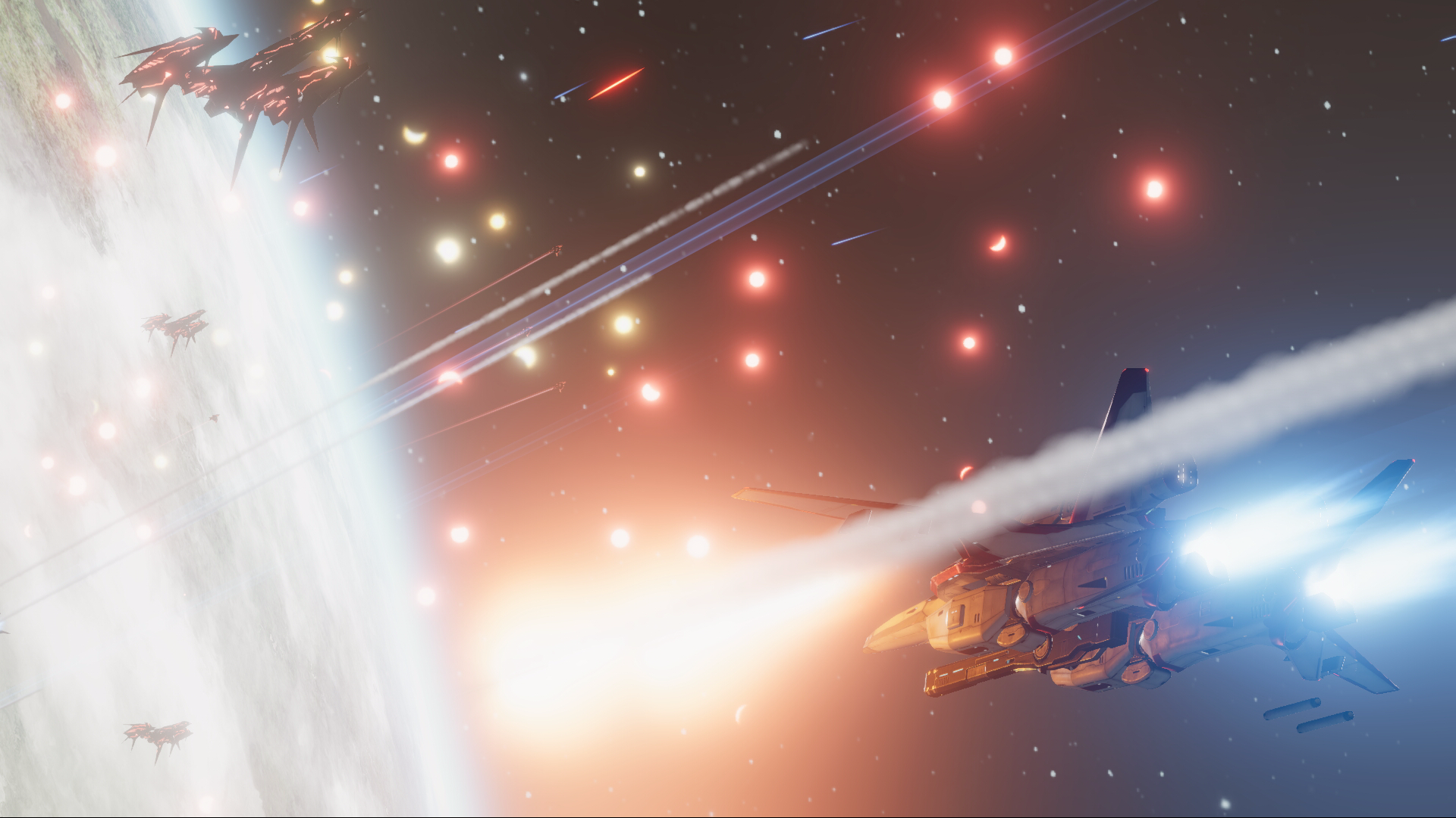 Players battle the merciless aliens in a directed narrative in Infinite Fleet