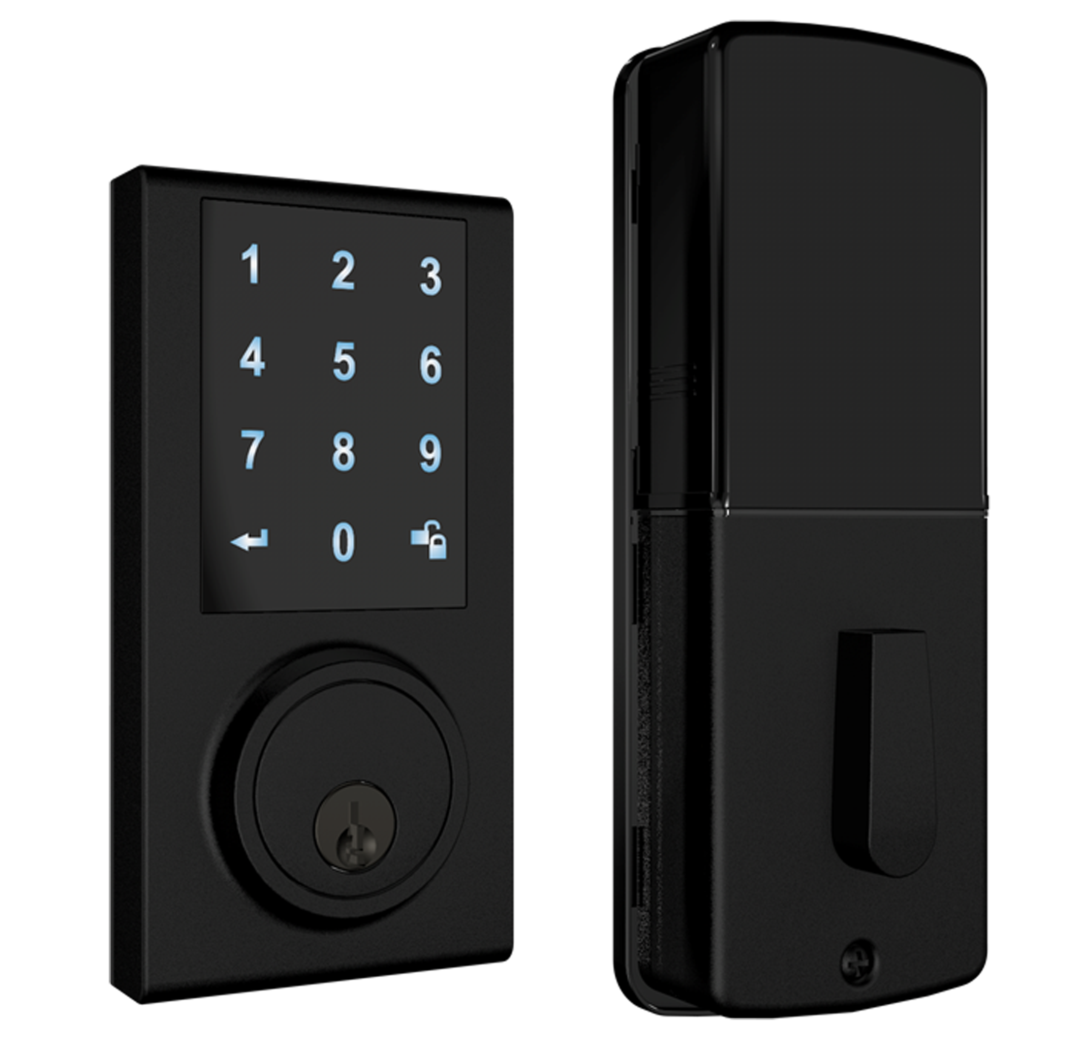The super sleek Z-Wave (ZW300) Touchscreen Smartlock is available in four finishes, including stylish new matte black.