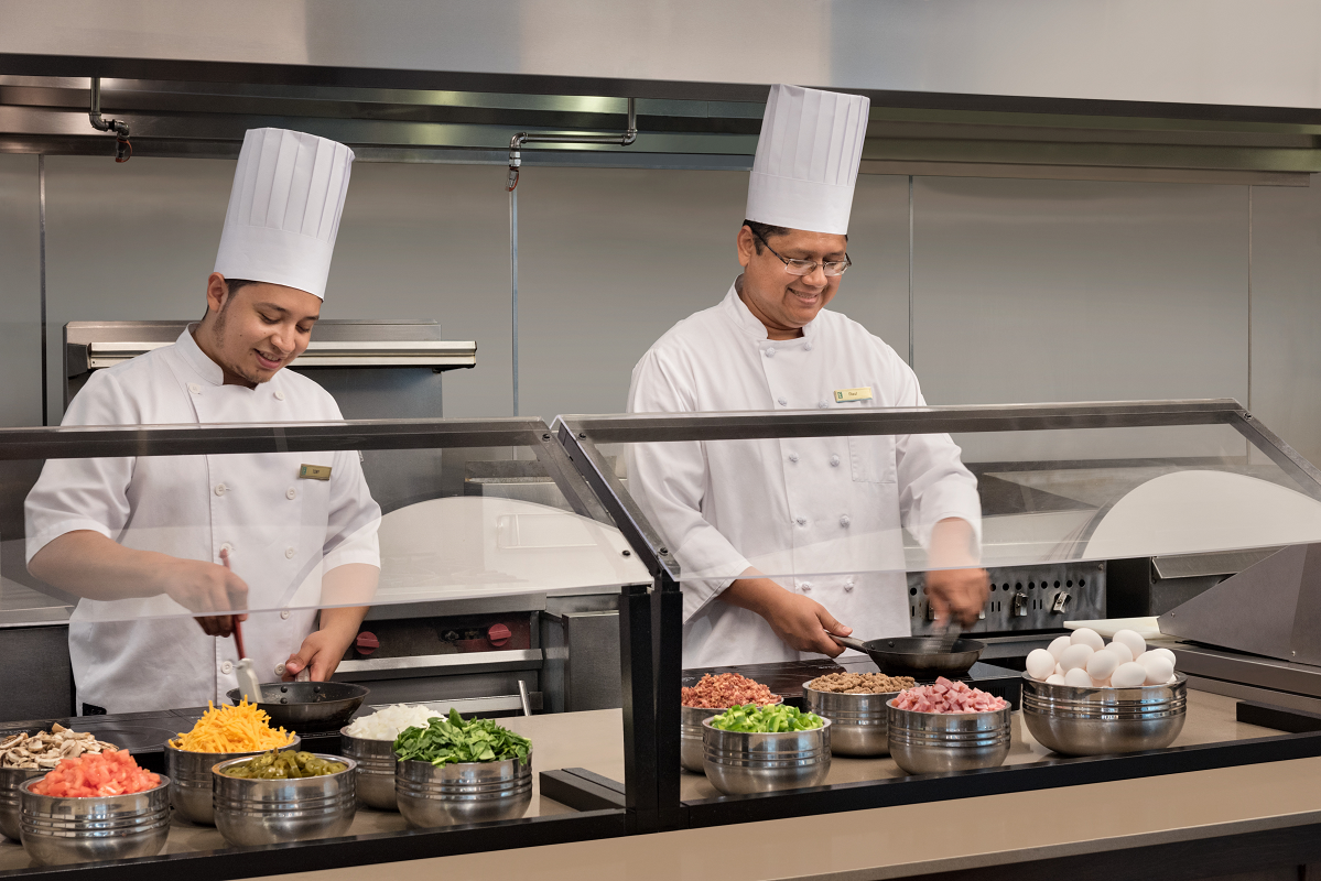 Embassy Suites by Hilton Atlanta – Alpharetta's breakfast chefs making up memorable meals daily.