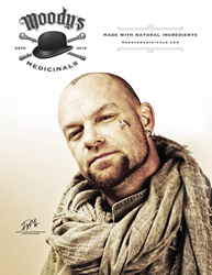 Photo advertisement of Moody's Medicinals featuring Ivan Moody