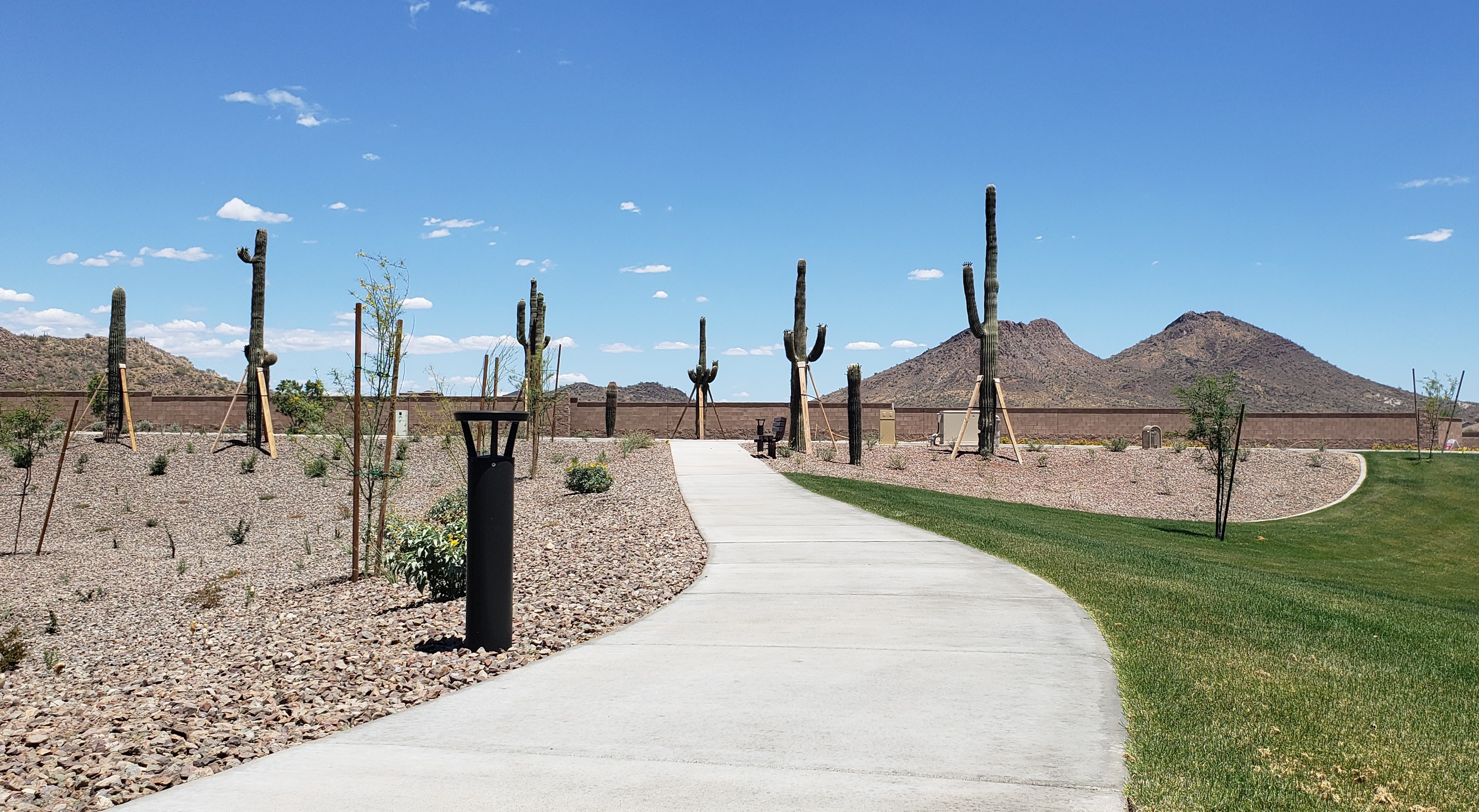 PLB architectural solar bollard on a pathway in Arizona.