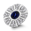 Twinkling Sapphire and Diamond Dome Band by Beauvince Jewelry. 1.54 ct. oval sapphire, 1.90 cts. diamonds, set in 18K white gold