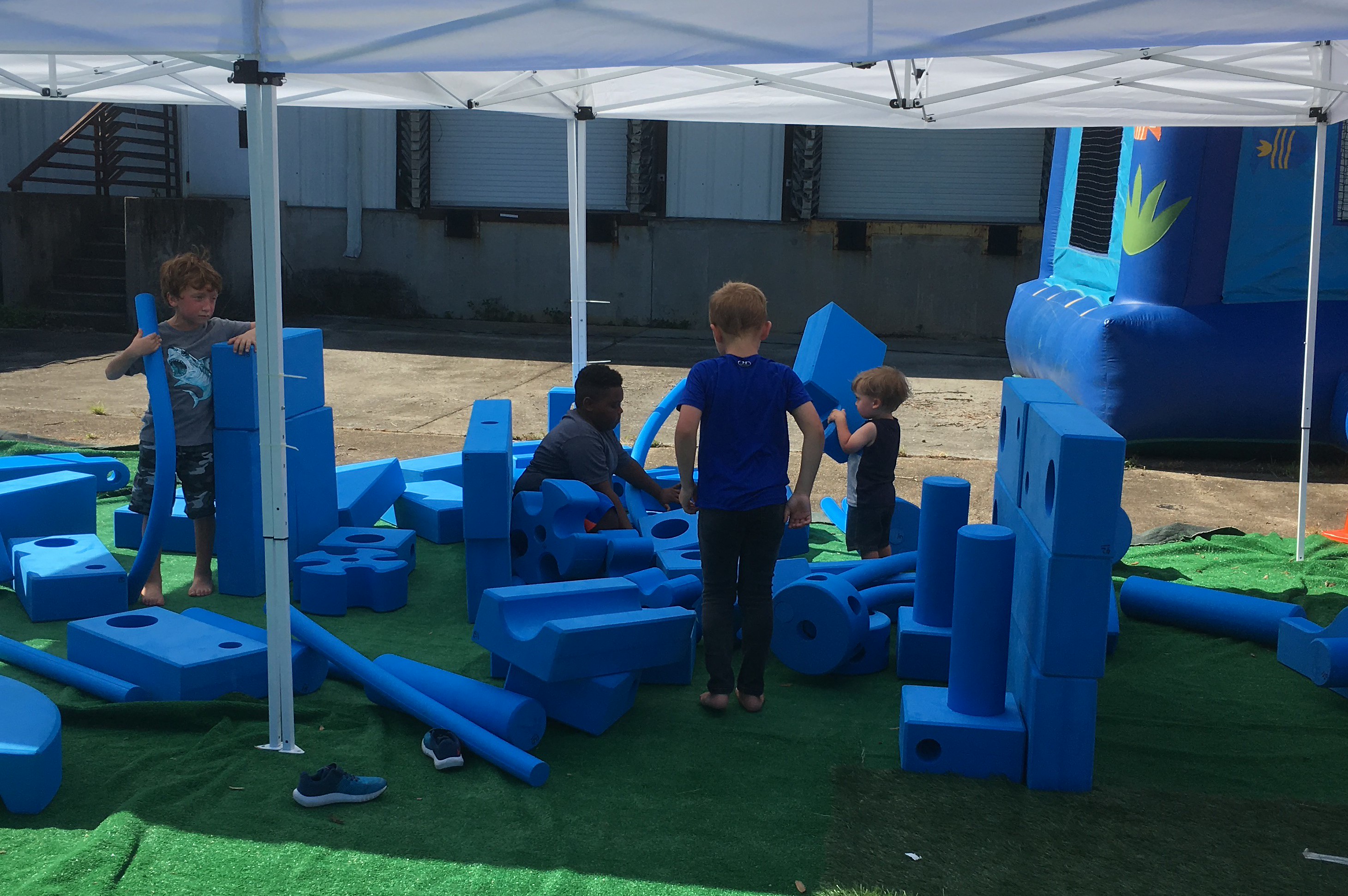 Children playing with Imagination Playground Blue Blocks at Truth for Youth Soulfest 2019