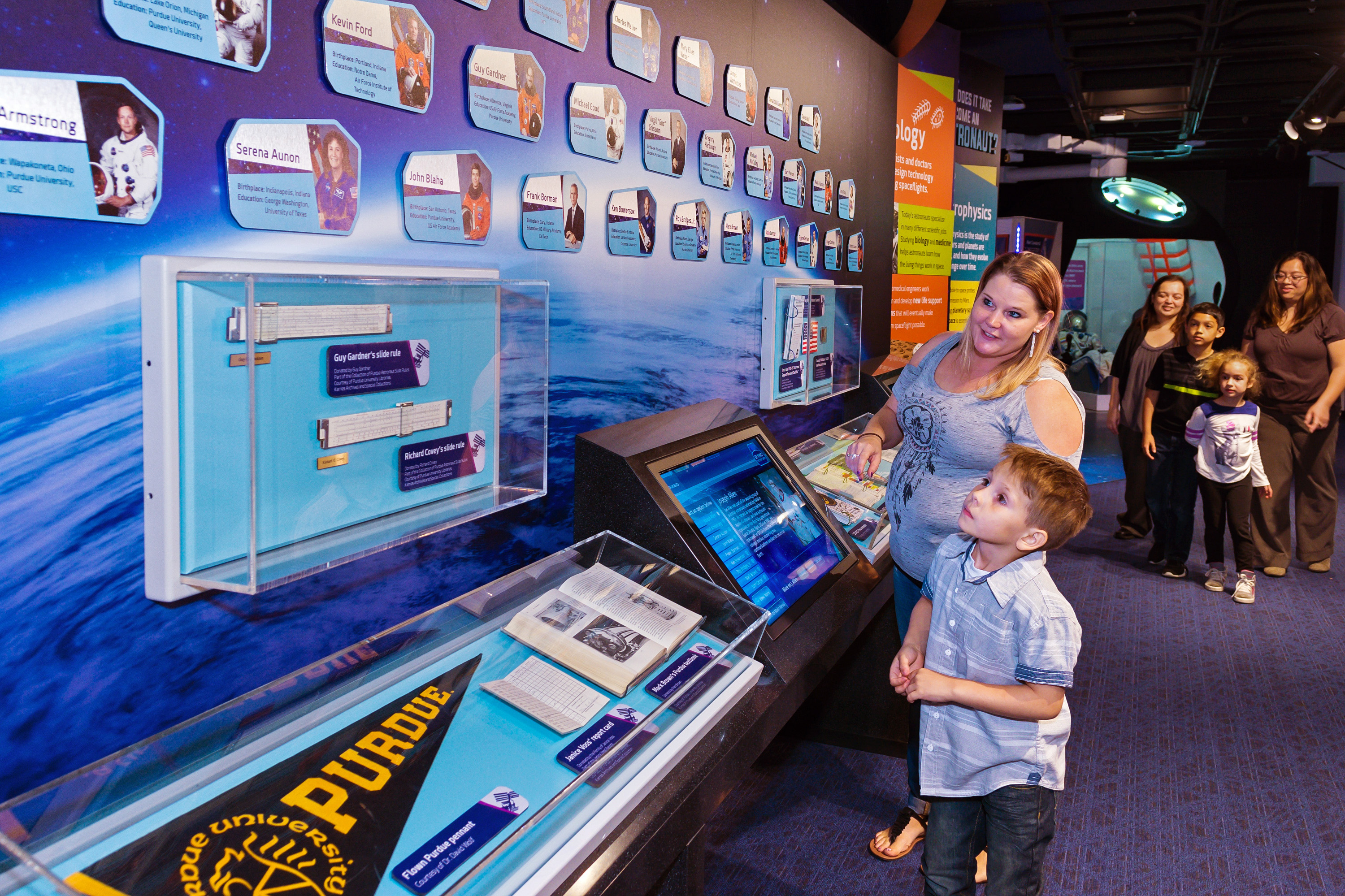 Neil Armstrong got his scientific start in Indiana - learn more about it at the Indiana Astronaut Wall of Fame in Beyond Spaceship Earth at the world's largest children's museum.