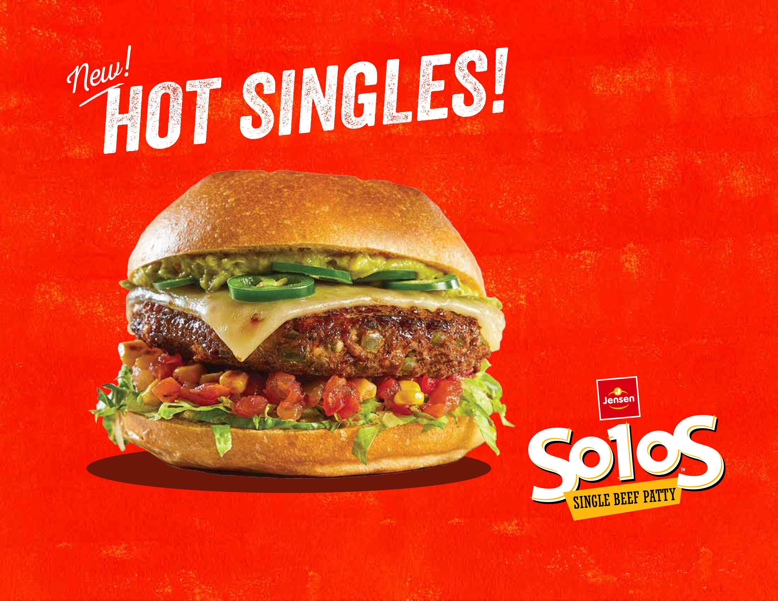New! Hot Singles! Jensen Solos Individually-Wrapped Hamburger Patty
