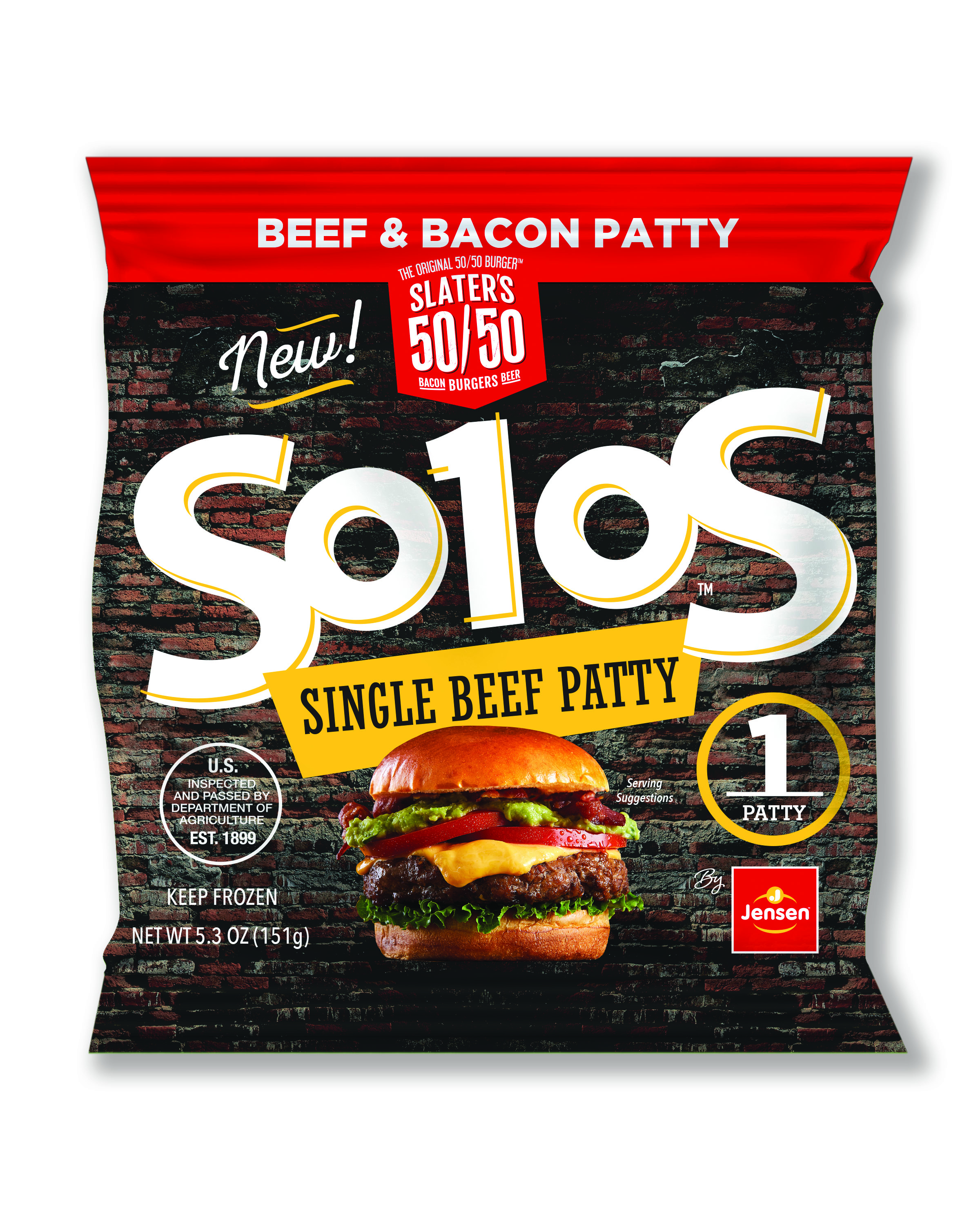 Beef & Bacon – Famous award-winning 50% ground bacon and 50% ground beef burger from Slater's 50/50® Restaurants