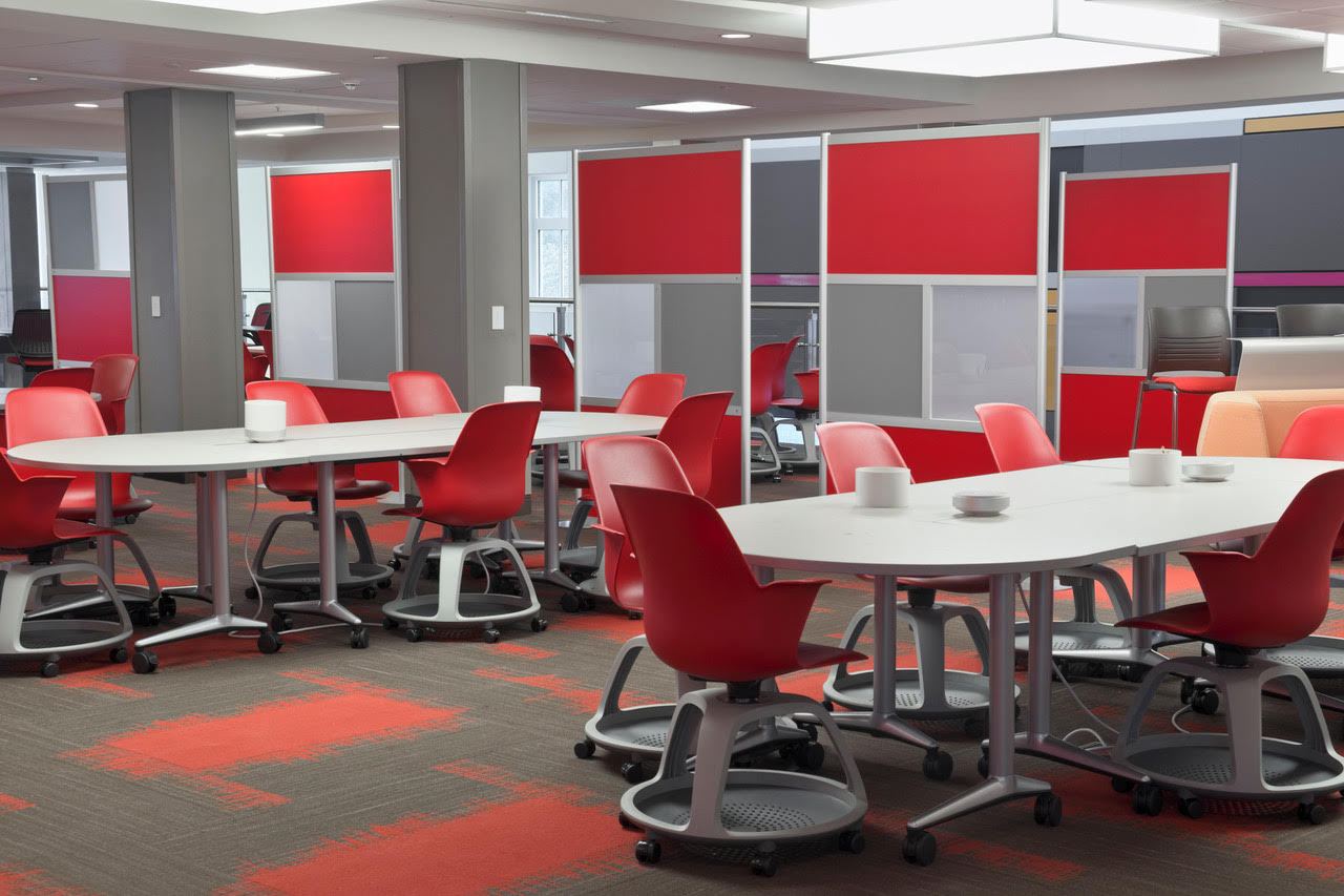 Colorful Celtec panels offered by Loftwall, brighten offices and allow custom branding.