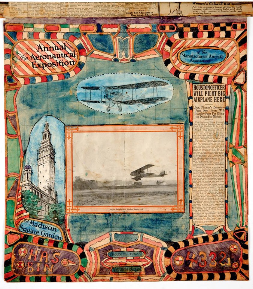 Art Exhibition: “Charles A.A. Dellschau and the Mythology of Flight,” shows the drawings and collages of Charles A.A. Dellschau that reveal his alternate view of the history of flight.