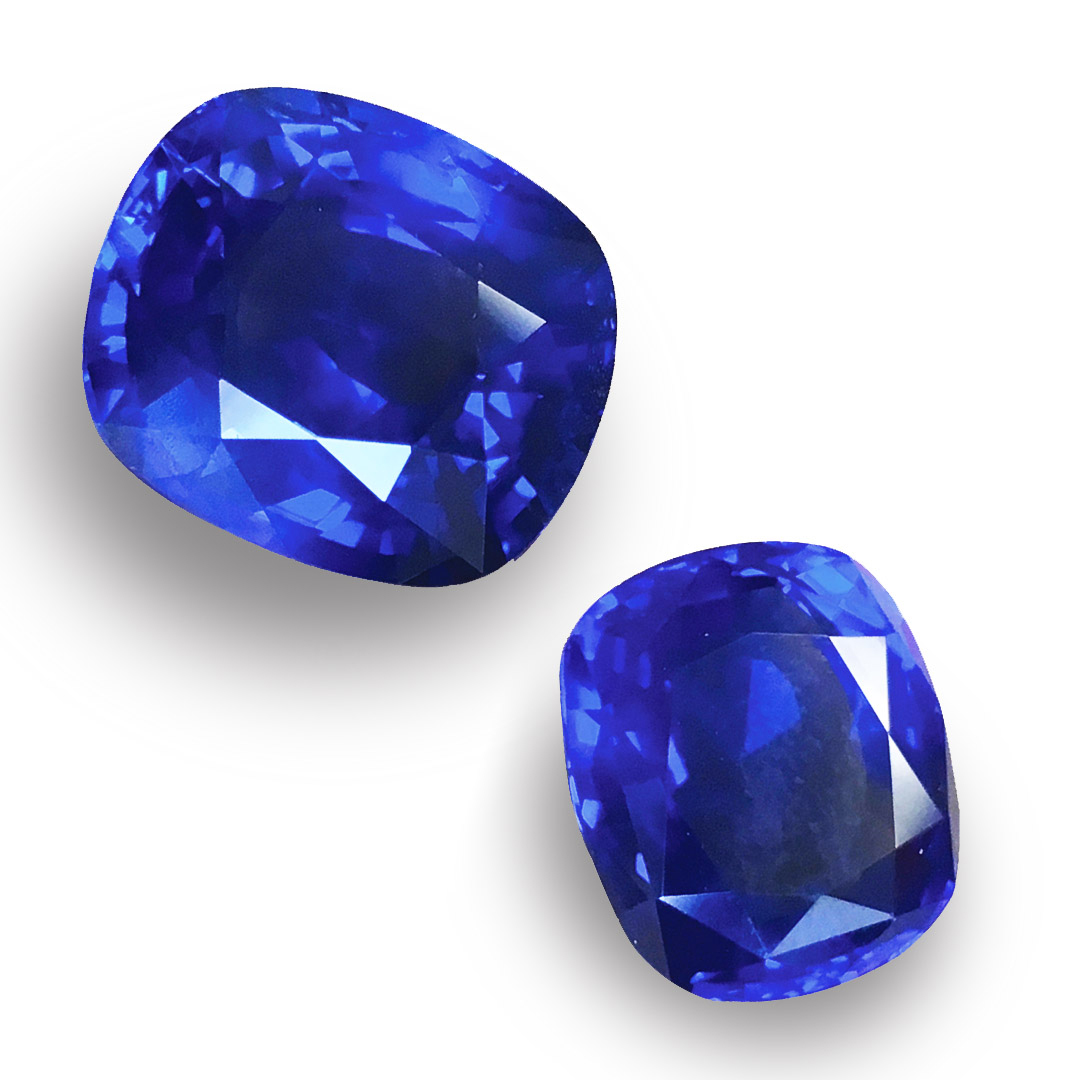 Two sapphires. Sourced by Jeffrey Bilgore. 17 ct. (top) and 11 ct. (bottom)