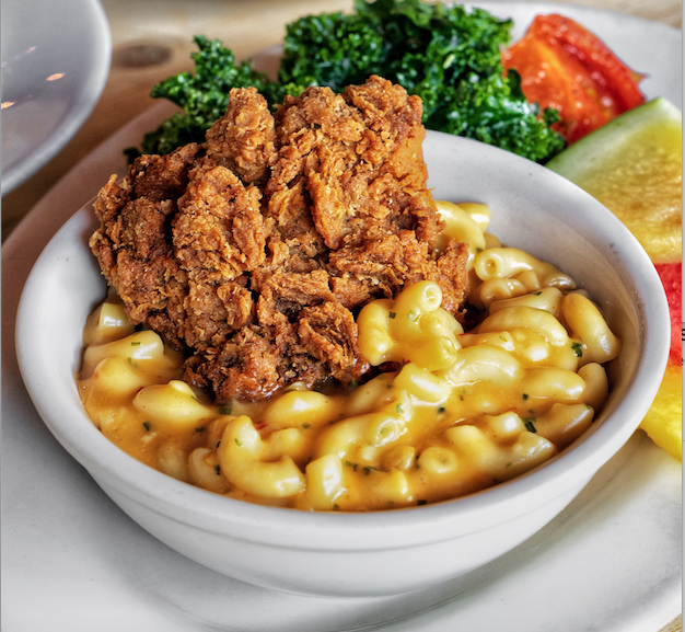 Vegan Fried Chicken and Mac and Cheese