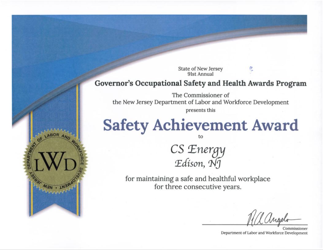 91st Annual Governor’s Occupational Safety and Health Awards Program, Commissioner of Labor and Workforce Development Certificate