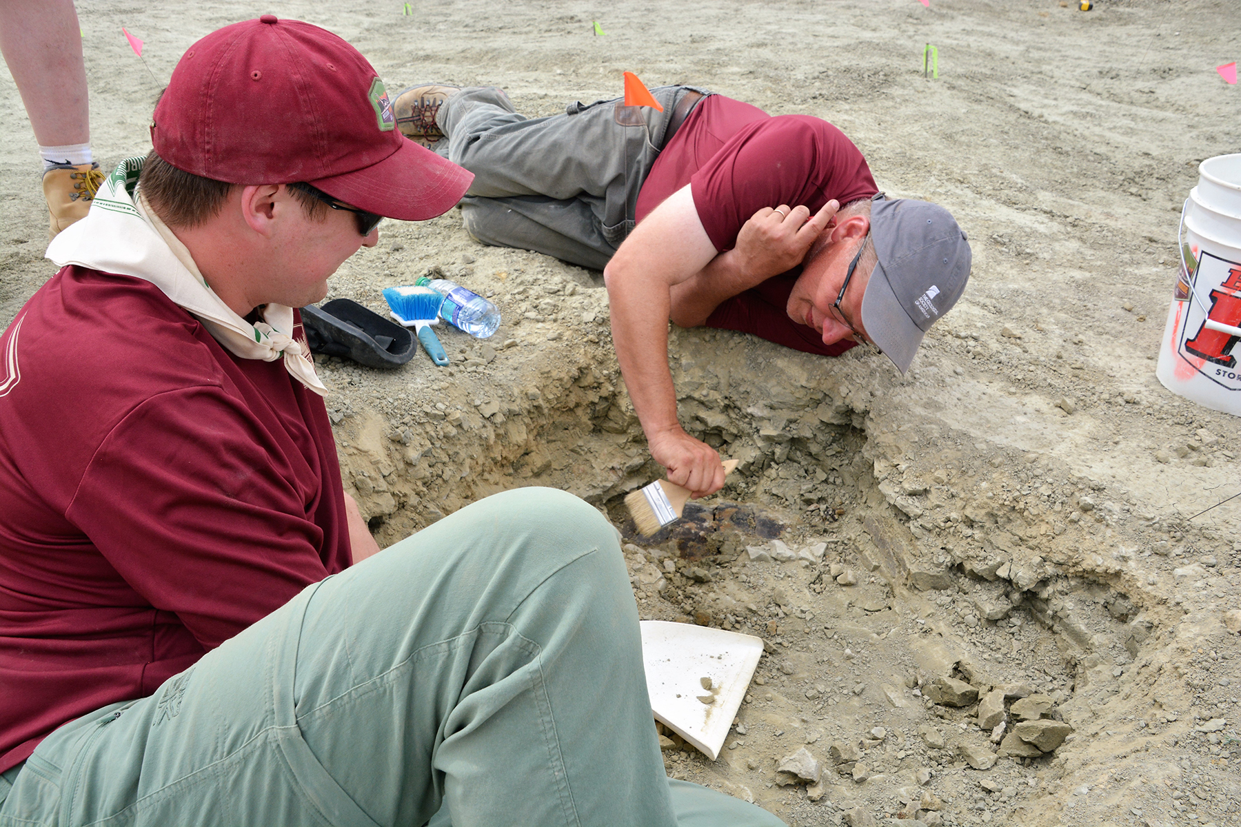 Brushing up on Jurassic fossils at the Jurassic Mile near Cody, Wyoming.