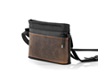 The Marquis Carry Pouch — minimalist crossbody carry; black ballistic nylon and chocolate full-grain leather