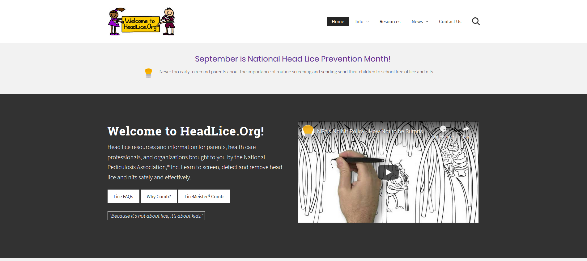 HeadLice.Org recently received a brand new design