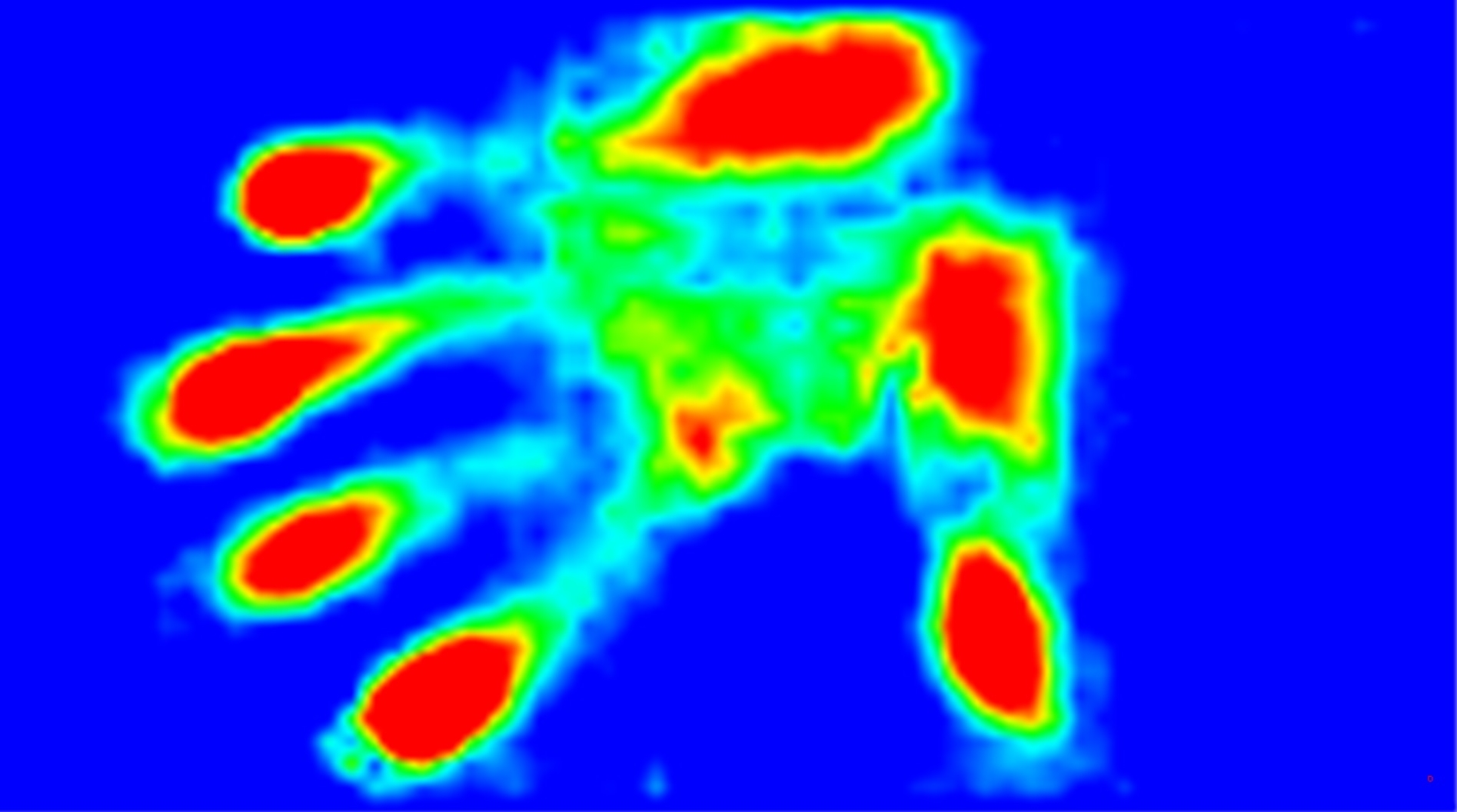 Touch heat map obtained while wearing thick winter gloves