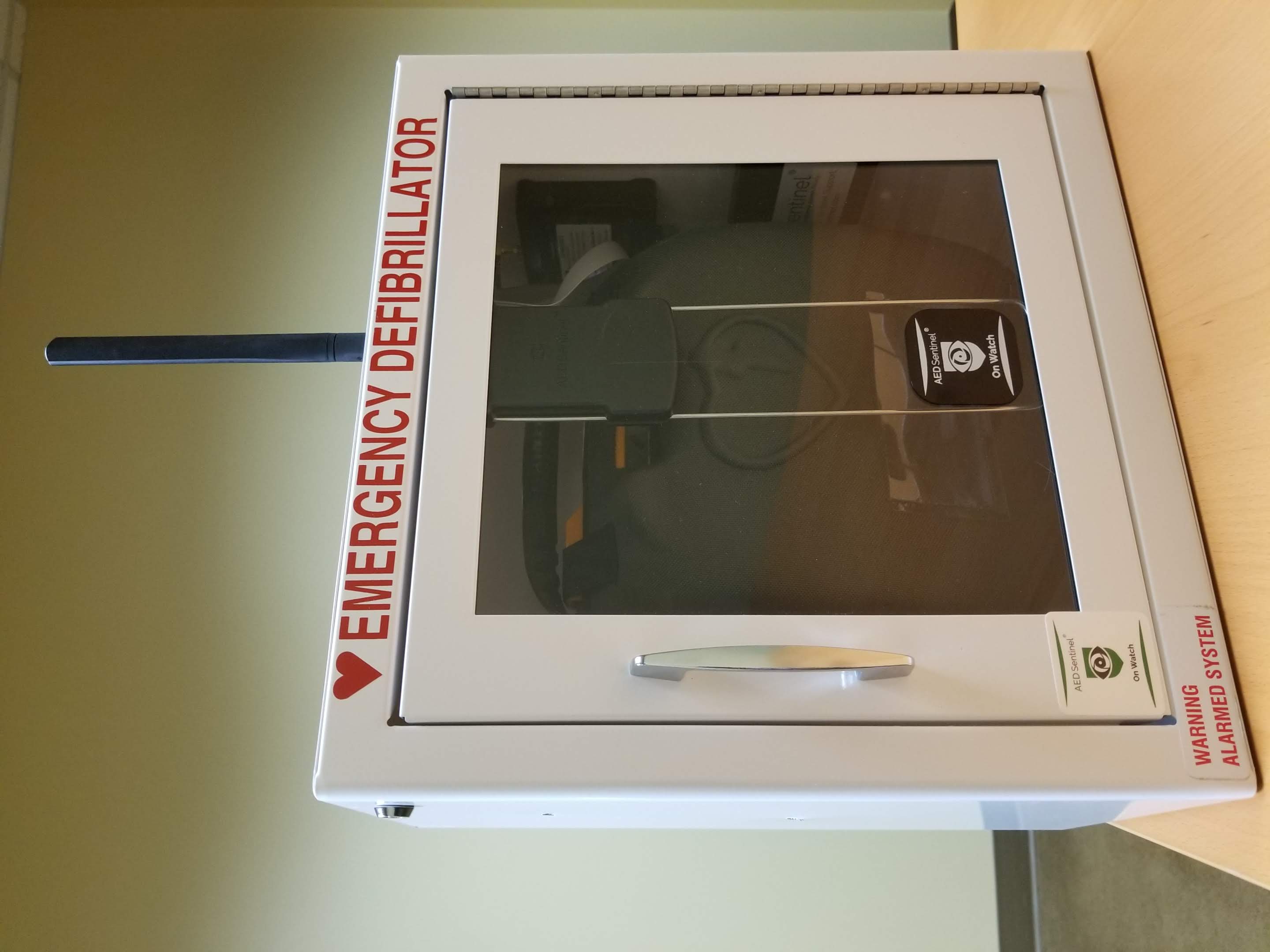 AED Sentinel monitors any AED in a wall cabinet.