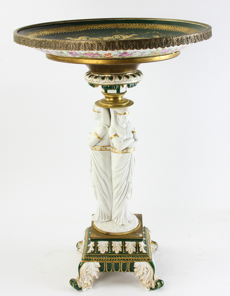 19th century French Sévres center table with Egyptian  pedestal