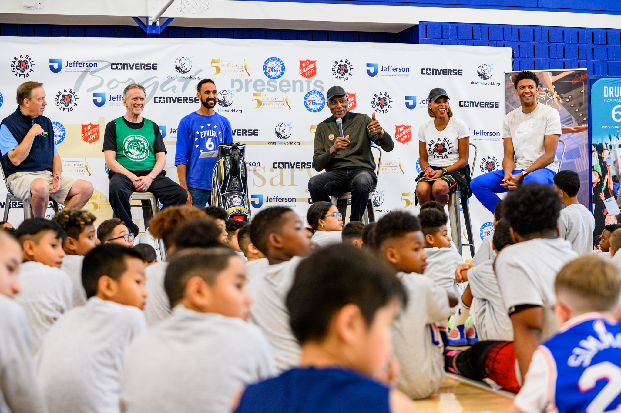 Youth participants of The Erving Clinic presented by The 76ers, Toyota and Jefferson enjoyed a special day at the Sixers Practice Facility on September 7