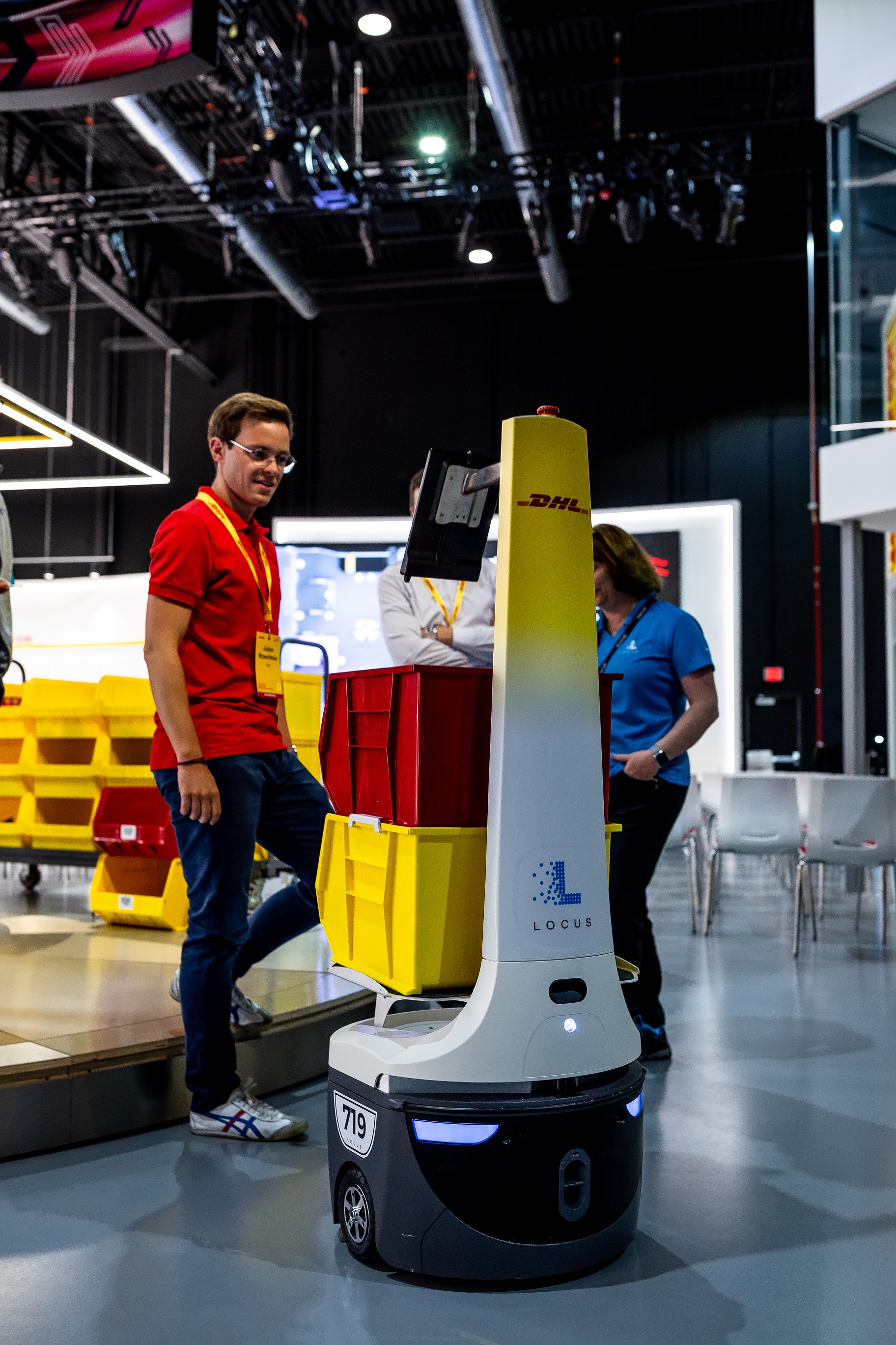 Locus Robotics' bots on display at the new DHL Americas Innovation Center