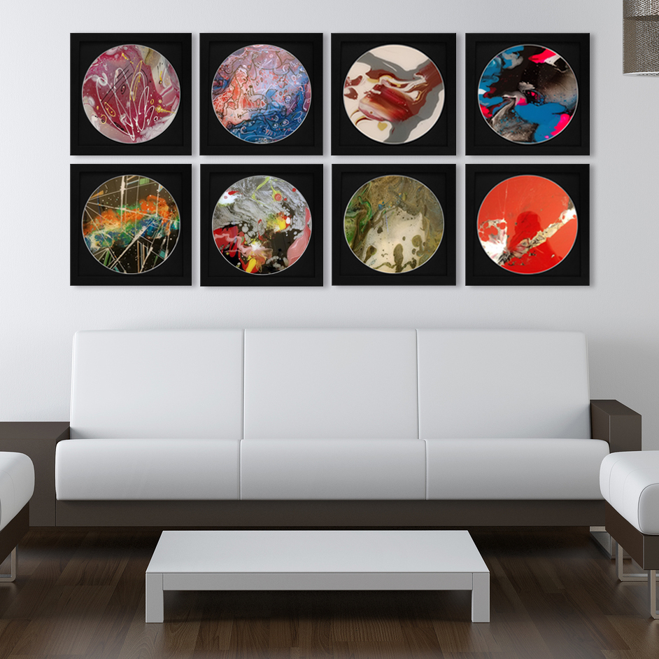 Framed Vinyl Record Art In Living Room Example
