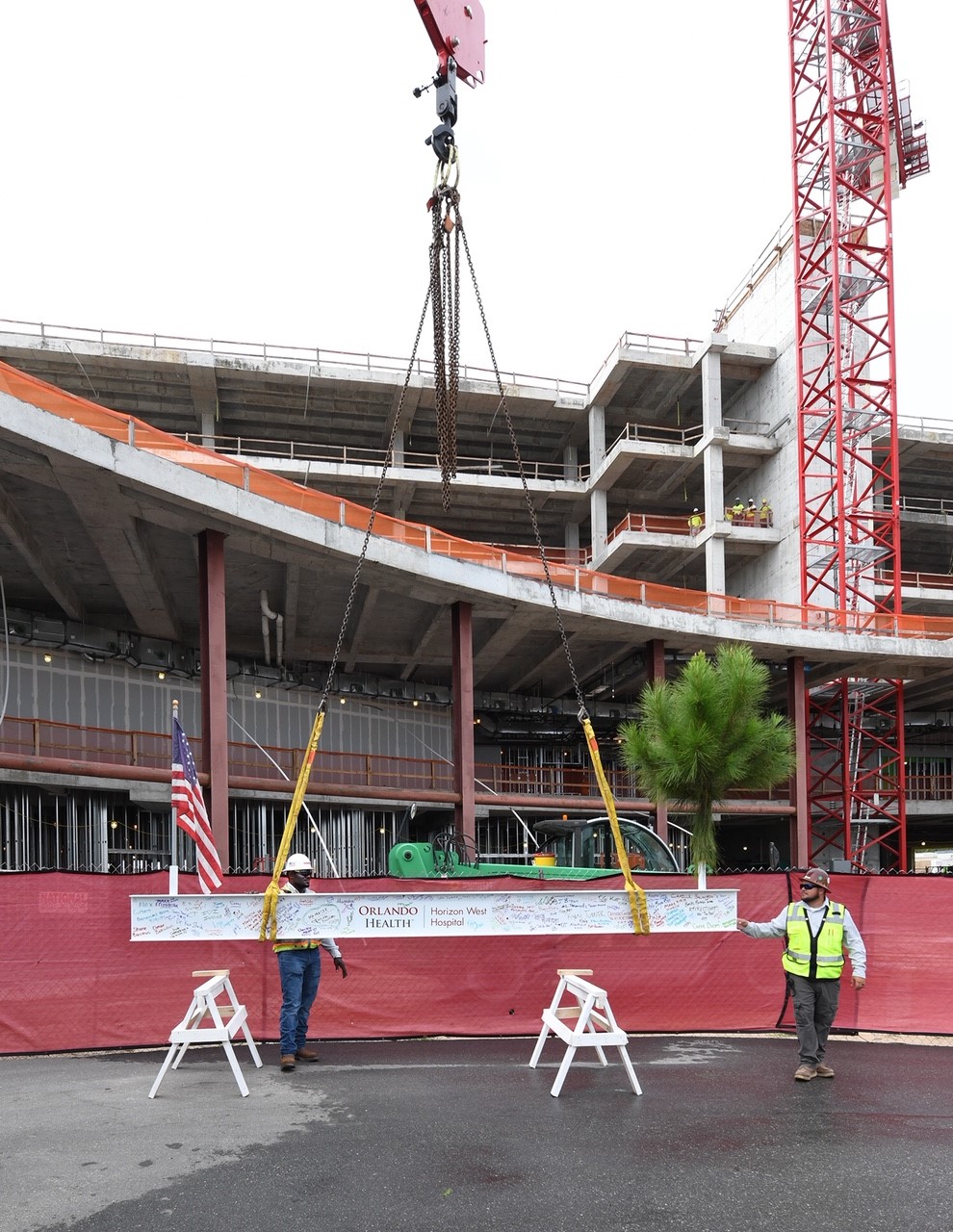 The beam begins its ascent to its final height.