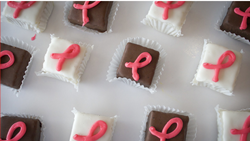 Pink ribbon petit fours from Three Brothers Bakery support Susan G. Komen Houston during October
