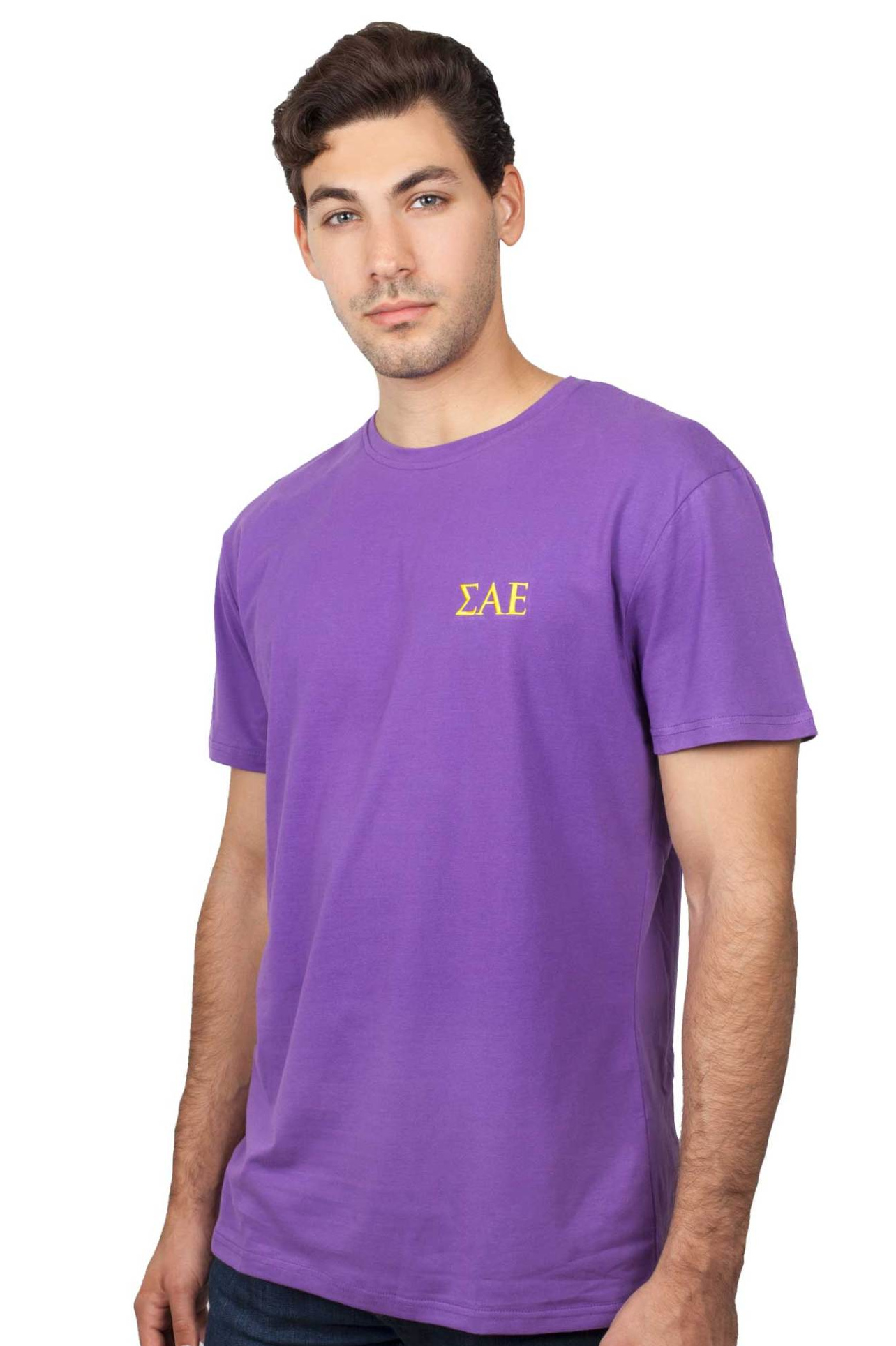 From SAEClothes.com... Royal Purple T-Shirt with Old Gold SAE Greek Lettering