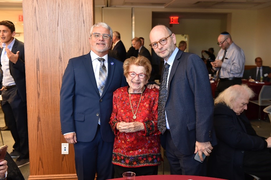 Dr. Anthony Davidson, dean, Fordham PCS; Rith Westheimer (“Dr. Ruth”); Stephen Smith, OBE, executive director, USC SHOAH Foundation and UNESCO Chair on Genocide Education (VIP Lunch Address)