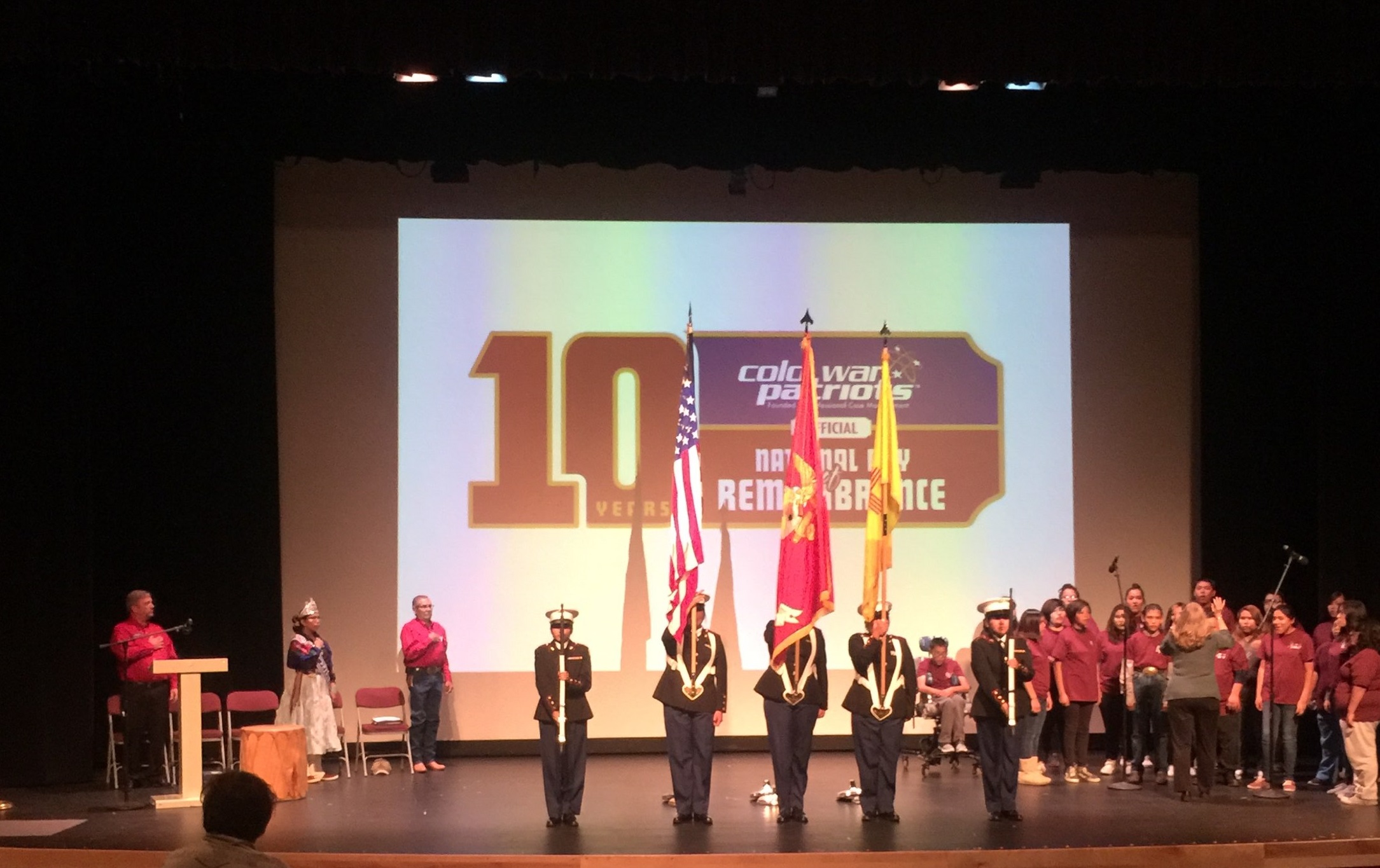 Shiprock High School MCJROTC presents the colors at a Cold War Patriots Official National Day of Remembrance(TM) celebration in 2018.