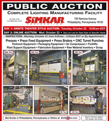 “The lots include large punch press lines, press brakes, CNC turret and punch presses, bending rolls, packaging and assembly equipment, tool room and maintenance equipment, forklifts and material handling equipment, and much more!”