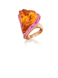 “Solar Flare” Hand-Carved Citrine and Pink Sapphire Gold Ring by Naomi Sarna