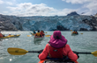 Group approaches Nellie Juan Glacier in kayaks.