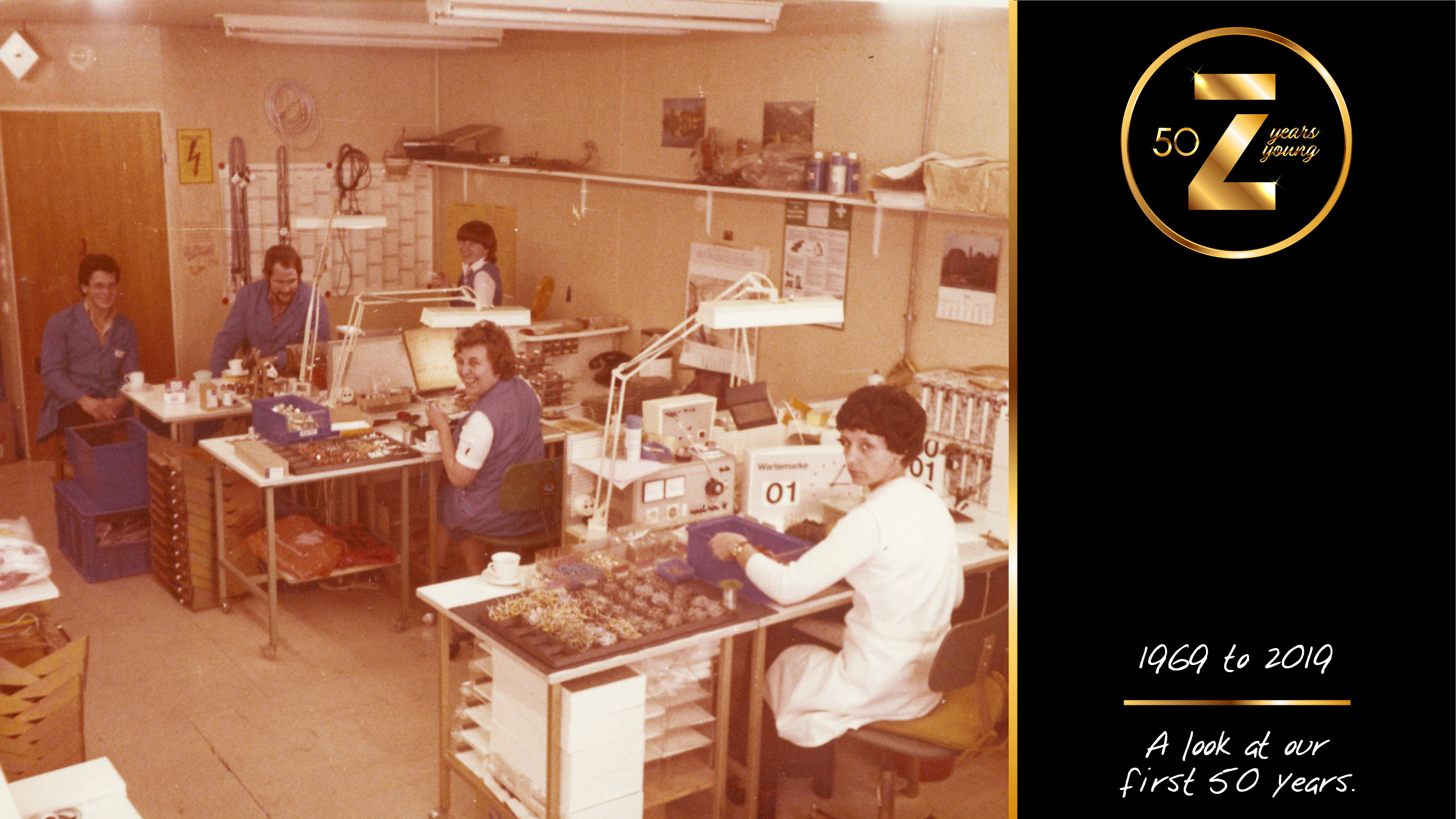 Zimmer Celebrates 50 Years Young - Production workers in the original location in Herrenkellergasse, Ulm, Germany.