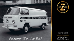 Zimmer Celebrates 50 Years Young - Providing outstanding customer service has been a priority for us since Zimmer's early days in Germany! Here is a picture of the first official 'Zimmer Customer Service Bus'. When you saw the "Z" on the front of this VW