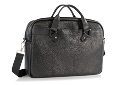 Executive Leather Laptop Briefcase — — with leather handles, removable shoulder strap, and suitcase handle passthrough