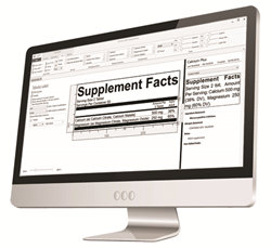 Supplement facts shown on Genesis R&D software screen