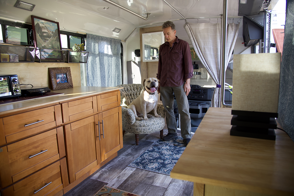 Inside one of the converted 'Bus Homes.'