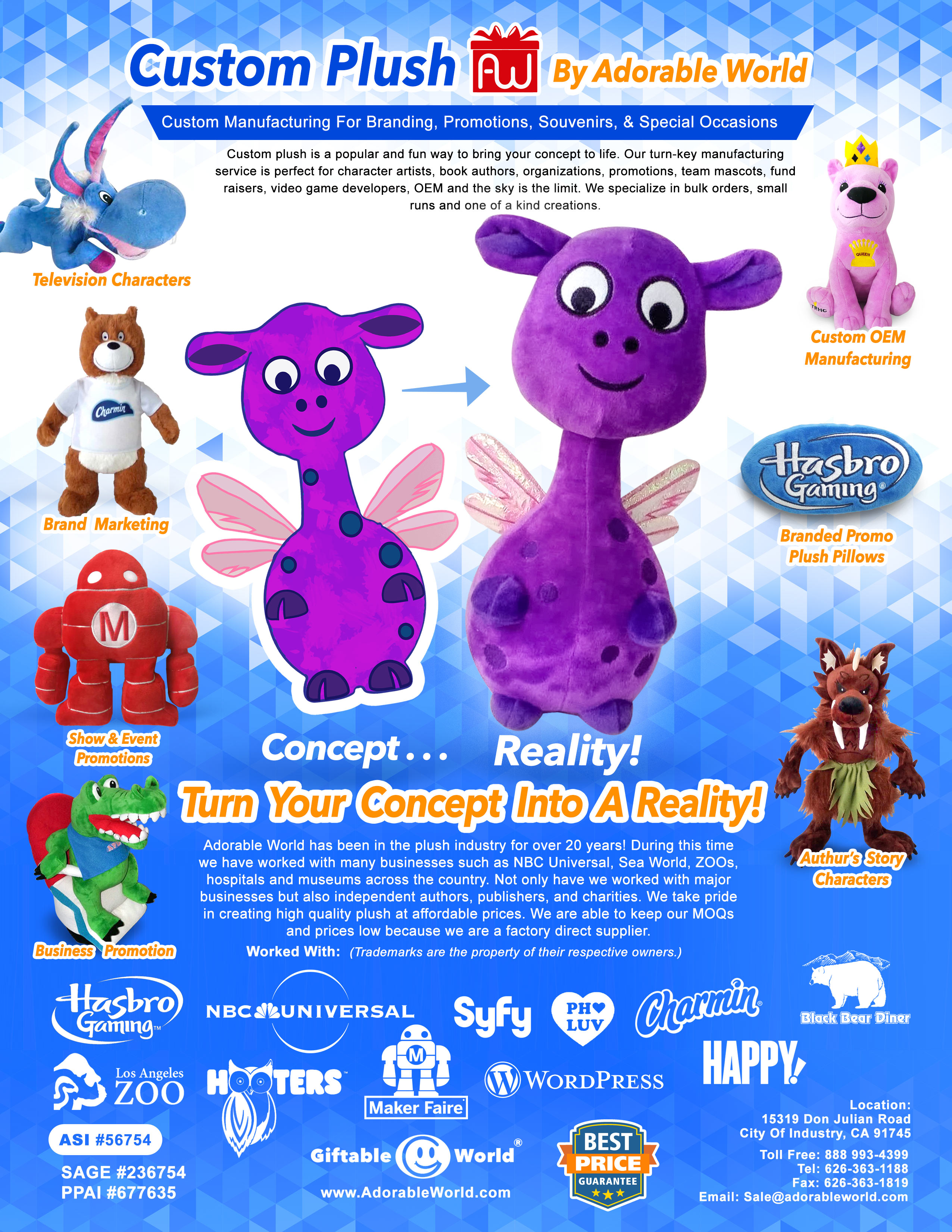 Custom Plush Toys By Adorable World Info Sheet