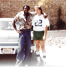 "Bullet" Bob Hayes, the "World's Fastest Human," with his good friend, #22, Danny Jones, in Dallas, Texas in August of 1980.