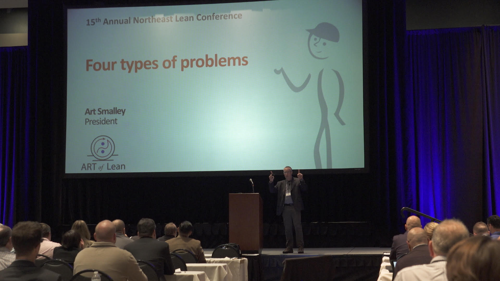 Art Smalley delivering a keynote on problem solving at the 2019 Northeast Lean Conference.