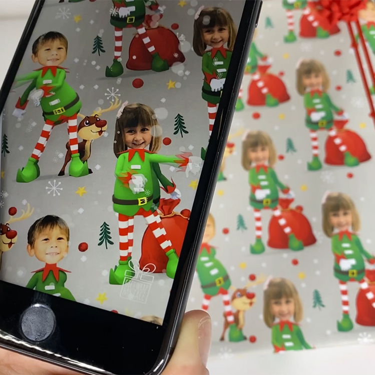 Augmented Reality Giftwrap with Dancing Elf from GiftWrapMyFace.com